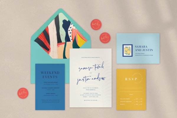 modern, summer wedding invitation