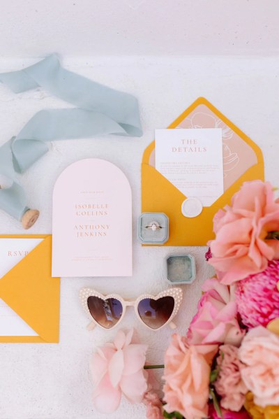 Citrus, retro-inspired summer invitation suite