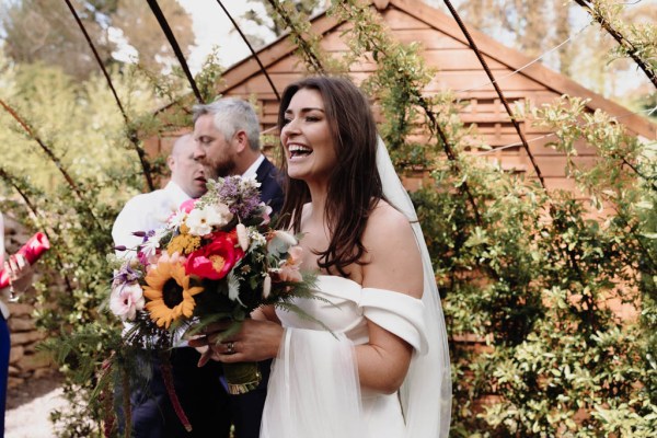 The happy bride smiles