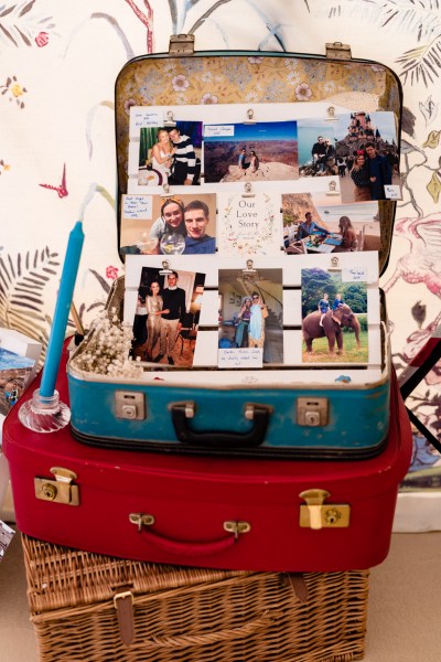 Trucks containing photo frames pics of couple basket