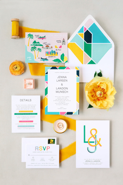 bold geometric wedding stationery