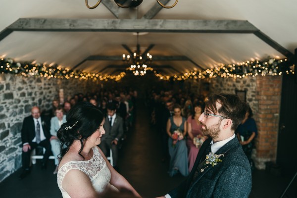 Bride and groom at the alter