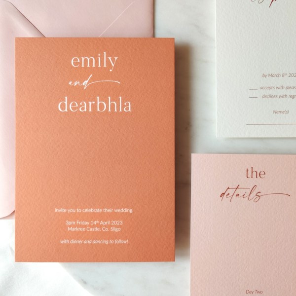 rust and blush invite