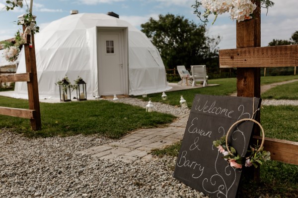 Glamping tent camping exterior pathway