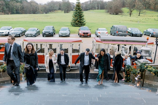 Guests walking up the steps to venue