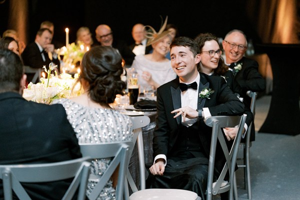 Groom reacts to speeches