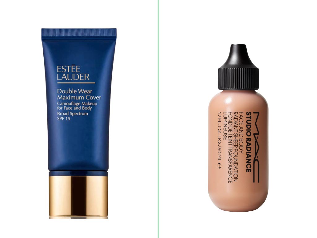 Estée Lauder Double Wear Maximum Cover Camouflage Makeup for Face and Body SPF15, €44.95 and MAC Studio Face & Body Foundation, €42