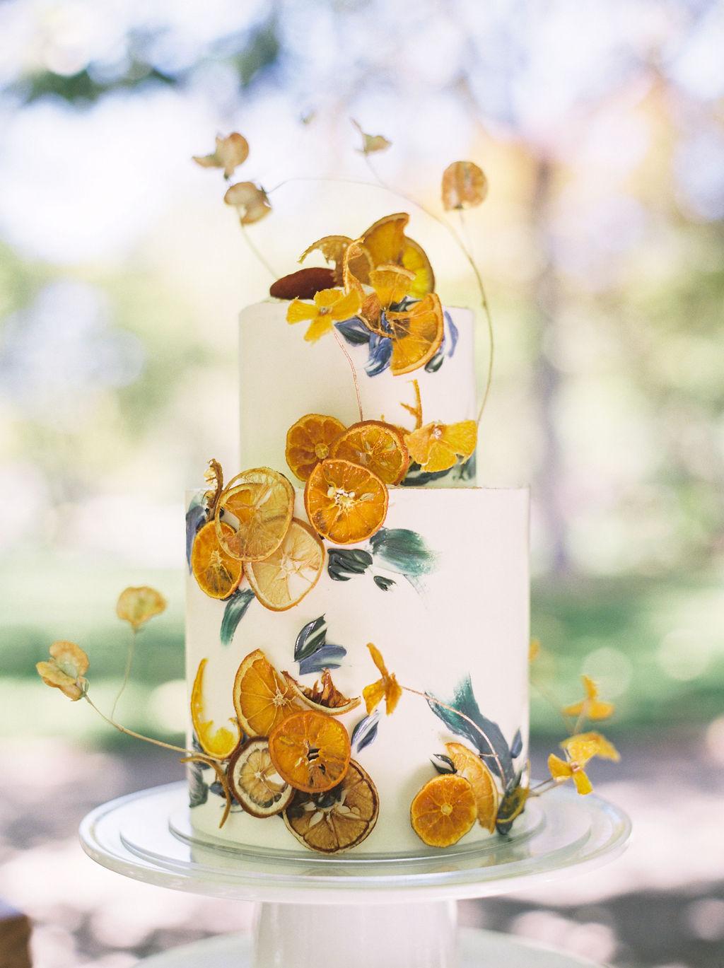 citrus wedding cake, lemon wedding cake, orange wedding cake, orange slice wedding cake, summer wedding cake