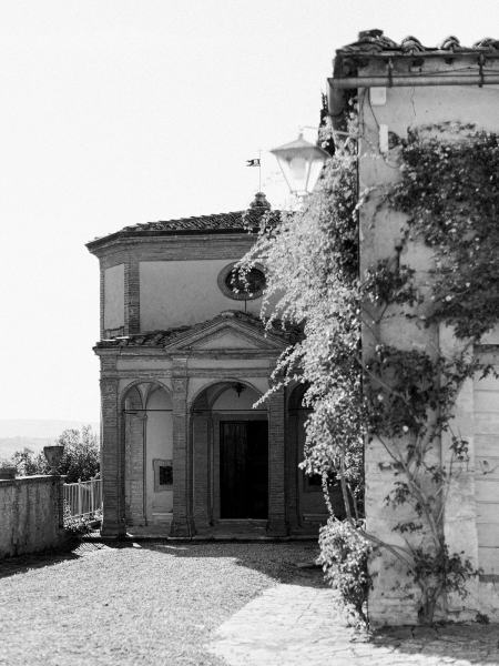 Black and white venue detail exterior sunshine