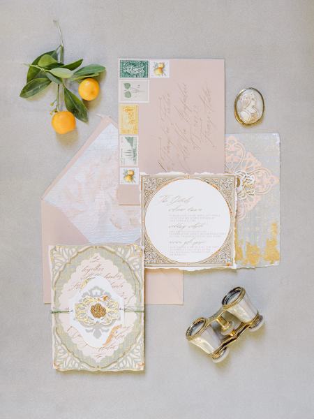 Letters RSVP and orange lemons