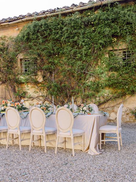 Empty table setting in garden