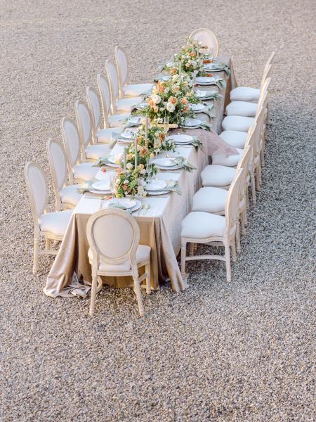 Empty table setting in garden