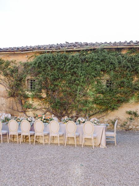 Empty table setting in garden