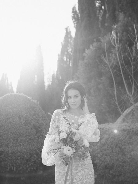 Black and white bride in the sunshine sunrays