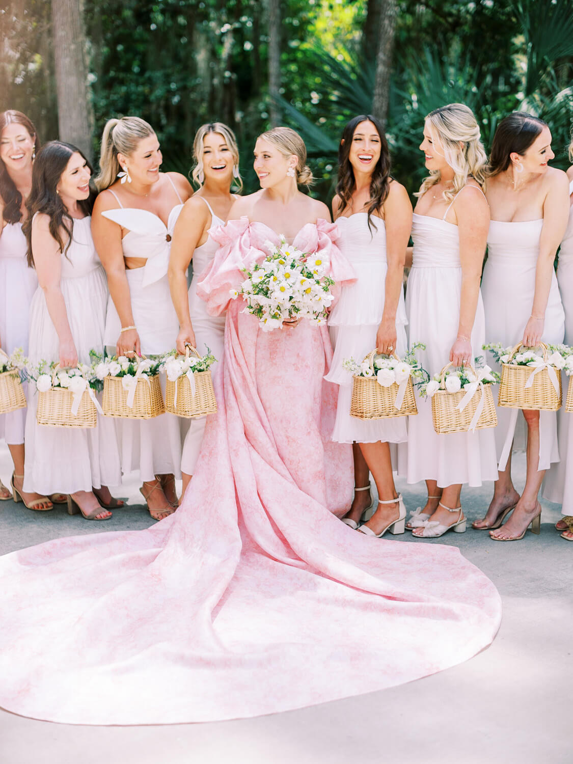 pink wedding dress, pink bridal gown, pink wedding gown