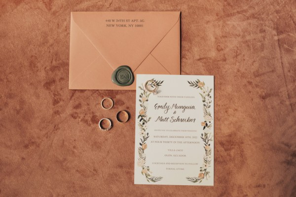 Letters RSVP and rings