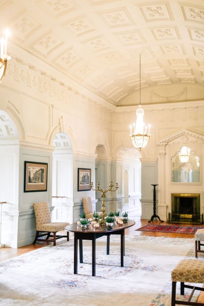 Chandelier hanging manor house room elegant mirror