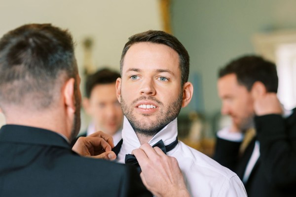 Groom getting ready for wedding