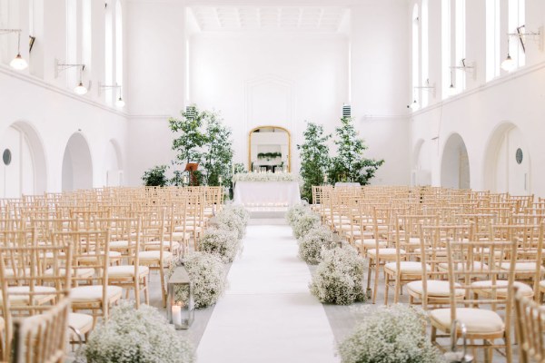 Empty ceremony room chairs