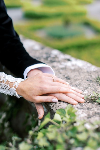 Bride and grooms hands close up