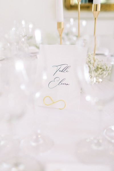 Table eleven sign for guests