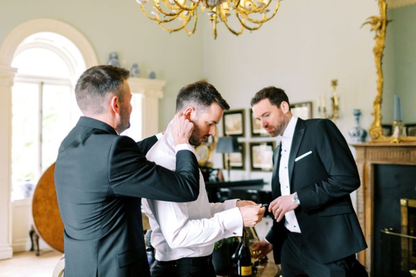 Groom and groomsmen get ready