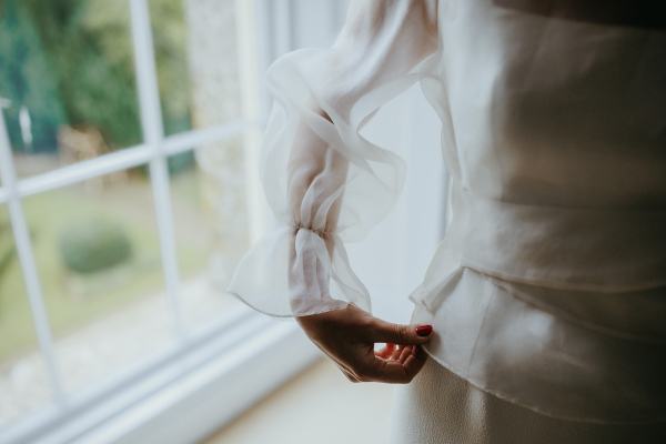 Brides sleeve on dress detail