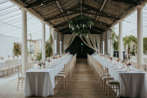 Empty ballroom dining room setting