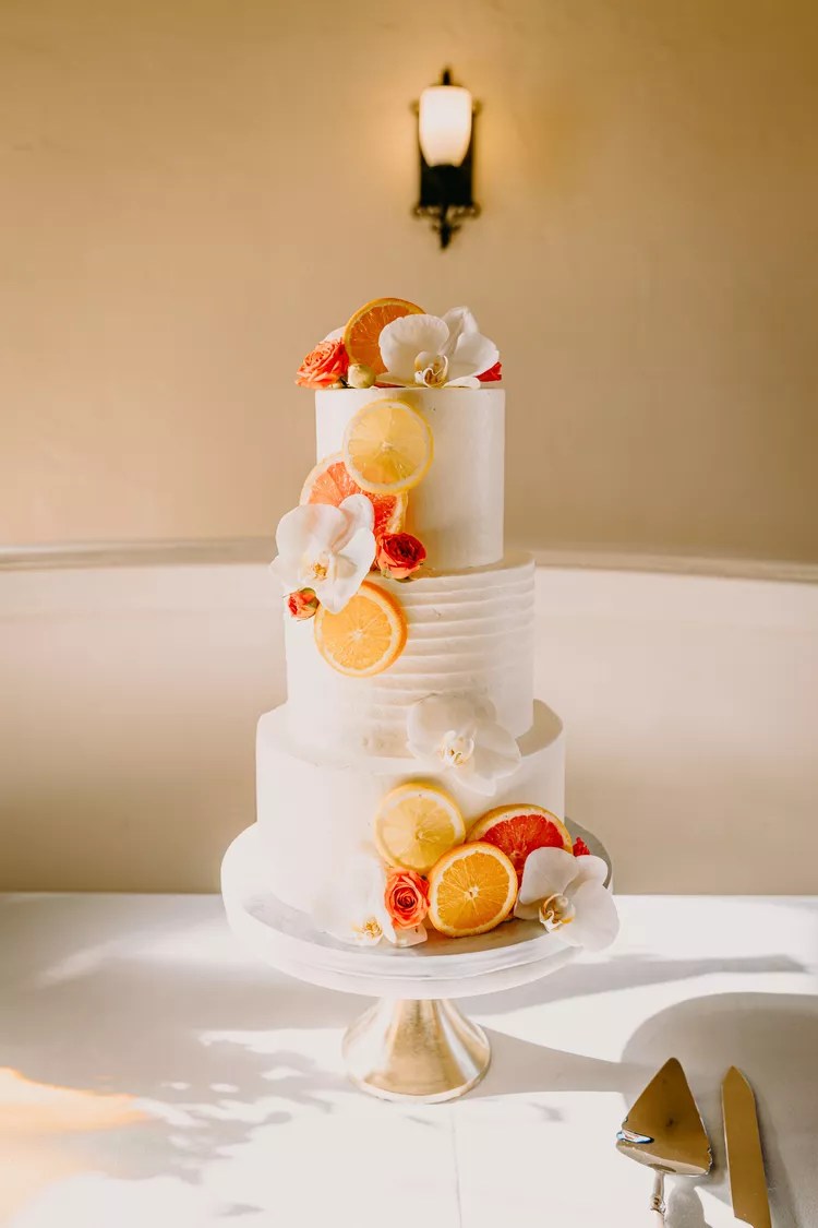 citrus wedding cake, lemon wedding cake, orange wedding cake, orange slice wedding cake, summer wedding cake