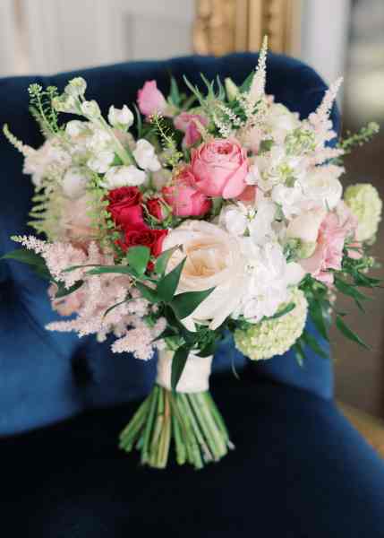 Bouquet flowers pink and red