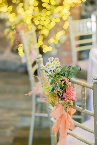 Close up of flowers on chairs