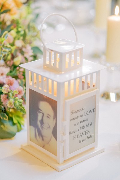 Lantern with photo printed on it