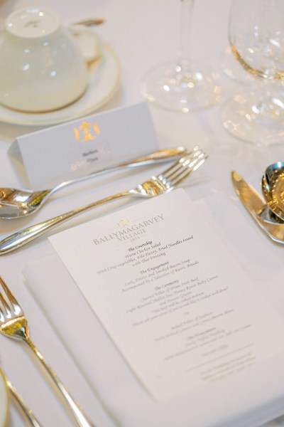 Restaurant dinner menu laid out on table