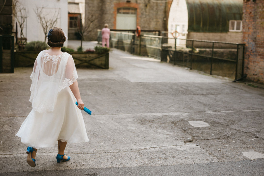 Bride walking towards wedding ceremony