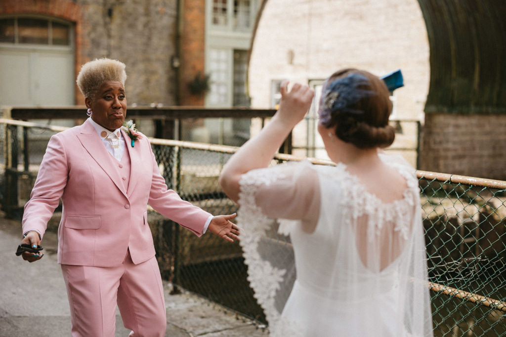 Brides are shocked to see each other smiling laughing in love