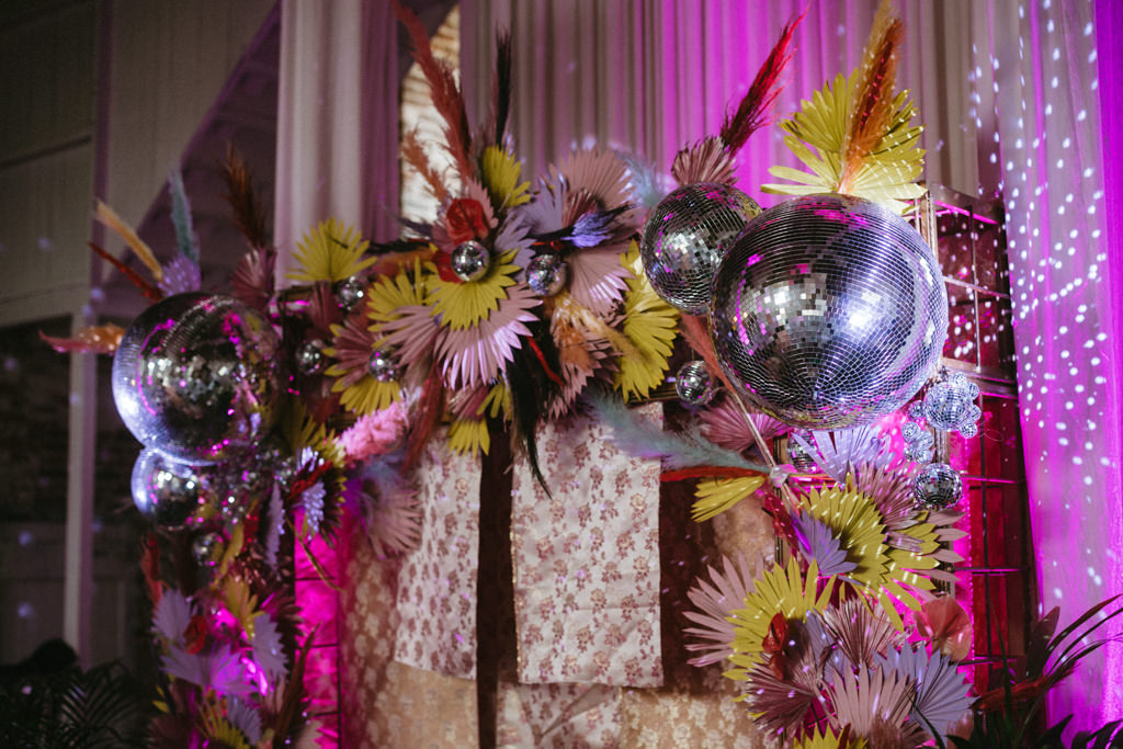 Alter setting with disco ball colourful