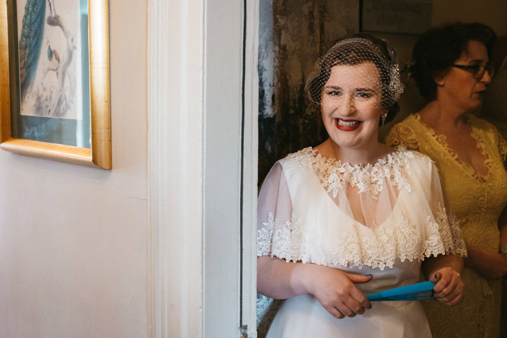 Daughter bride exits room