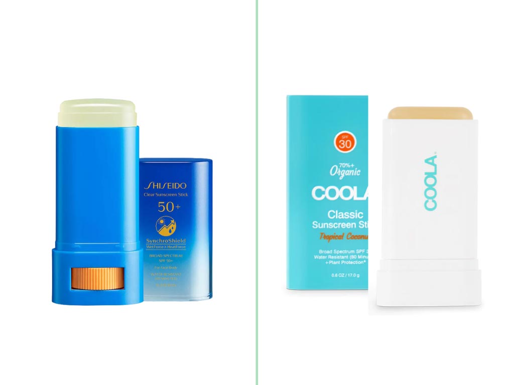 SPF sticks from Shiseido and Coola to protect the skin quickly