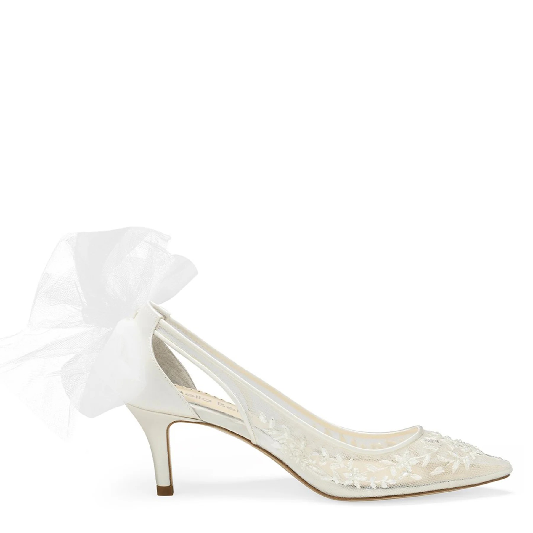 The White Collection Ester flower wedding shoes with bows