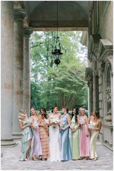 pastel bridesmaids, pastel rainbow bridesmaids, pretty bridesmaids dresses, pastel bridesmaids, dresses, pink bridesmaids dresses, lemon bridesmaids dresses