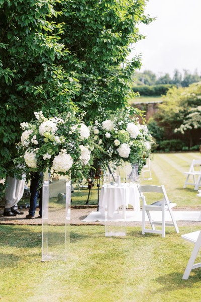 Alter setting grass and ceremony decor