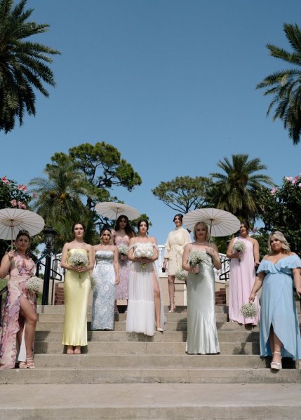 pastel bridesmaids, pastel rainbow bridesmaids, pretty bridesmaids dresses, pastel bridesmaids, dresses, pink bridesmaids dresses, lemon bridesmaids dresses