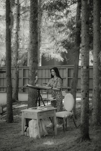 Black and white shot of pianist playing wedding music / songs