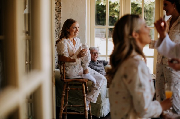 Bride seated