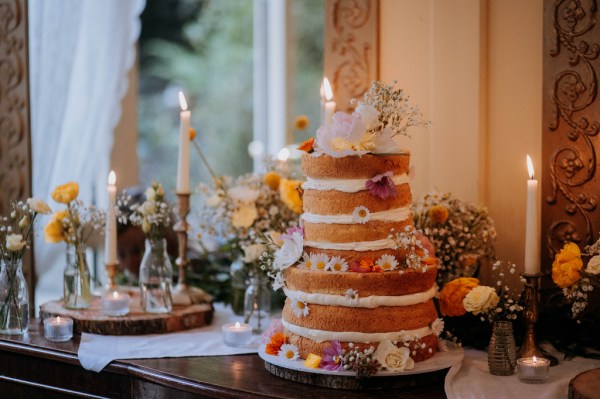 Wedding cake sponge and cream strawberries fruit