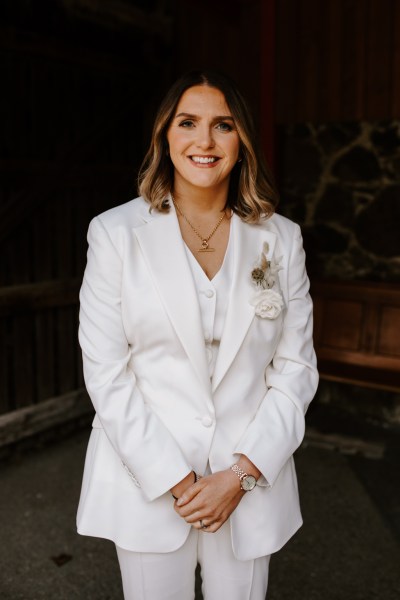 Bride in her suit ready for wedding