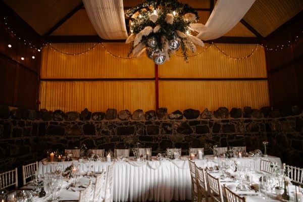 flowers and curtain in ballroom table and chairs