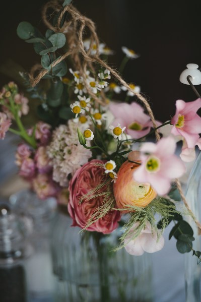 Table menu setting flowers and decor