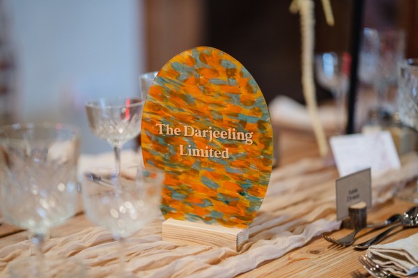 Glass ornament on table orange