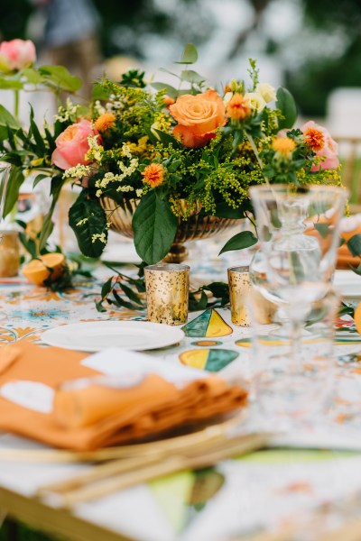 oranges on the table cutlery plates dining room